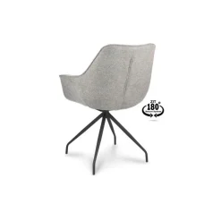 4 x Anna spisebordsstole med armlæn og returdrej - Zinc Grå stof