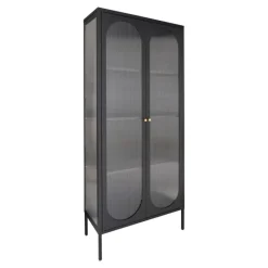 Adelaide Vitrineskab - Vitrineskab i sort med riflet glasdør 35x80x180 cm
