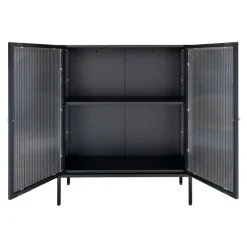 Adelaide Vitrineskab - Vitrineskab i sort med riflet glasdør 35x90x110 cm