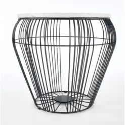 ADRIANNA sofabord, Hvid marmor, Sort