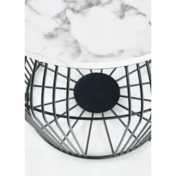 ADRIANNA sofabord, Hvid marmor, Sort