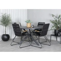 Alma Rund Loungesæt - Havemøbelsæt - Sort,Natur