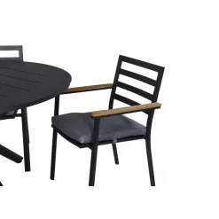 Alma Rund Spisestuesæt - Sort,Natur