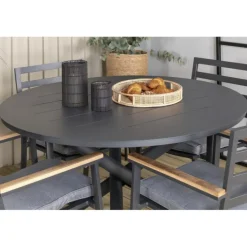 Alma Rund Spisestuesæt - Sort,Natur