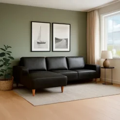 Almind læder chaiselongsofa venstrevendt