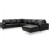 Almind læder hjørnesofa med chaiselong Højrevendt