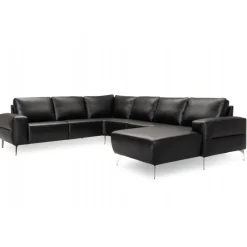 Almind læder hjørnesofa med chaiselong Højrevendt