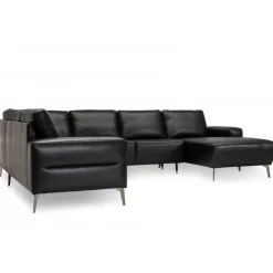 Almind læder hjørnesofa med chaiselong Højrevendt
