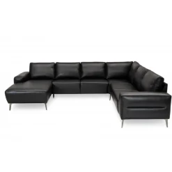 Almind læder hjørnesofa med chaiselong Venstrevendt