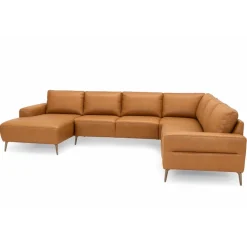 Almind læder hjørnesofa med chaiselong Venstrevendt