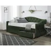 ALOHA seng 90x200 med skuffer - Mørkegrøn Velour