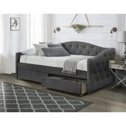 ALOHA seng 90x200 med skuffer - Grå