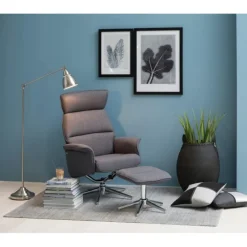 Alura Recliner med fodskammel grå stof