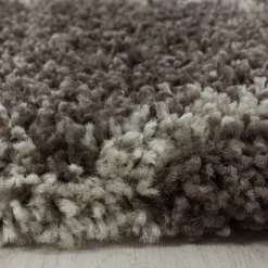 Alvor Rund Shaggy tæppe Geometrisk - Brun