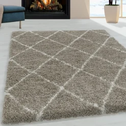 Alvor Shaggy tæppe Geometrisk - Beige