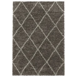 Alvor Shaggy Tæppeløber Geometrisk - Brun