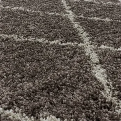 Alvor Shaggy Tæppeløber Geometrisk - Brun