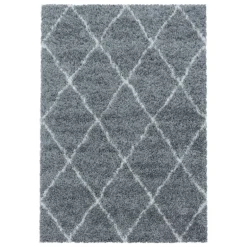 Alvor Shaggy Tæppeløber Geometrisk - Grå