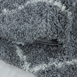 Alvor Shaggy Tæppeløber Geometrisk - Grå