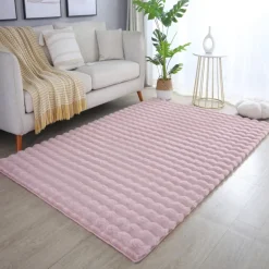 Ambiance Shaggy tæppe Ensfarvet - Rosa