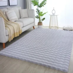 Ambiance Shaggy tæppe Ensfarvet - Sølv