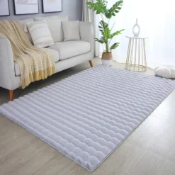 Ambiance Shaggy tæppe Ensfarvet - Sølv