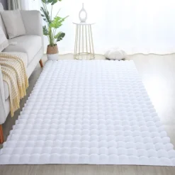 Ambiance Shaggy tæppe Ensfarvet - Hvid