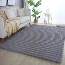 Ambiance Shaggy tæppe Ensfarvet - Grå