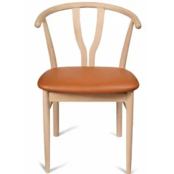 Anja spisebordsstol - ubehandlet eg - Cognac læder