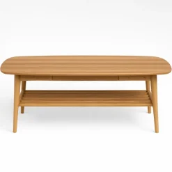 Anne rektangulær sofabord 130x70cm med skuffe og hylde - Eg oliebehandlet