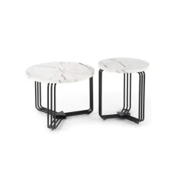 ANTICA M, c. bord Hvid marmor bordplade - Sort stel