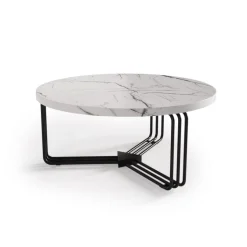ANTICA sofabord top - Hvid marmor, stel - Sort (2 kasser = 1 stk)