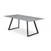 Arctic spisebord 200x100 cm, grå keramik i marmorlook med sort metal ben OUTLET