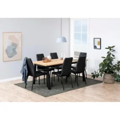 Asama spisebordsstol sort med stel i metal sort