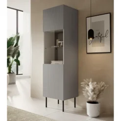 ASENSIO KM-1 udstillingskabinet, lyseGrå / Sort