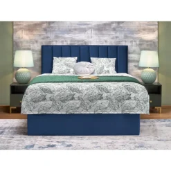 ASENTO 160x200 cmSeng - Mørkeblå Velour