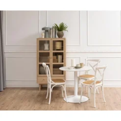 Aston vitrineskab i hvidolieret egetræs finer