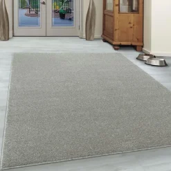 Ata Kortluvet tæppe Ensfarvet - Creme