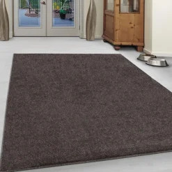 Ata Kortluvet tæppe Ensfarvet - Mokka