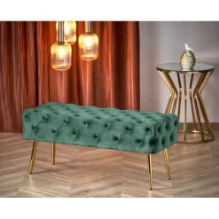 ATHENA bænk - Mørkegrøn/guld