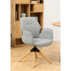 Aura spisebordsstol med armlæn grå stof
