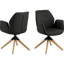 Aura spisebordsstol med armlæn grå stof