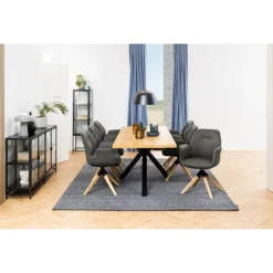 Aura spisebordsstol med armlæn grå stof