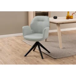 Aura spisebordsstol med armlæn grå stof