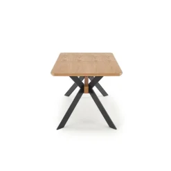 BACARDI Spisebord med udtræk, - top - Naturlig eg, ben - Sort