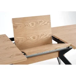 BACARDI Spisebord med udtræk, - top - Naturlig eg, ben - Sort