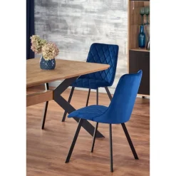 BACARDI Spisebord med udtræk, - top - Naturlig eg, ben - Sort