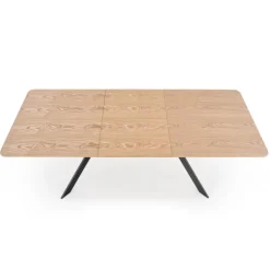 BACARDI Spisebord med udtræk, - top - Naturlig eg, ben - Sort