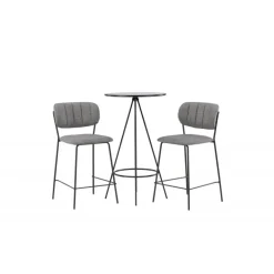 Bar sæt Bistro med stole Bell - Sort og Grå