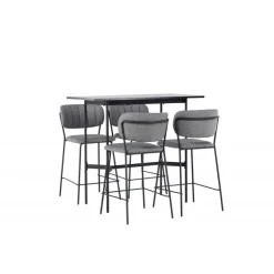 Bar sæt Rax med Spisebordsstolene Bell - Sort og Grå